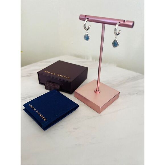 Monica Vinader Sterling Silver Siren Mini Kyanite Nugget Huggie Earrings, NWT - Picture 13 of 16